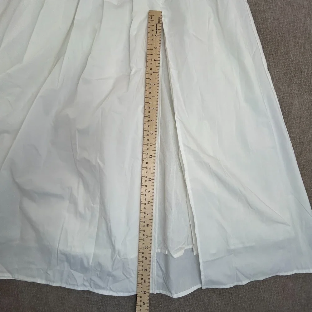 Commense Shirred Waist Split Thigh Skirt Set Womens XS White Stretch Relaxed Fit